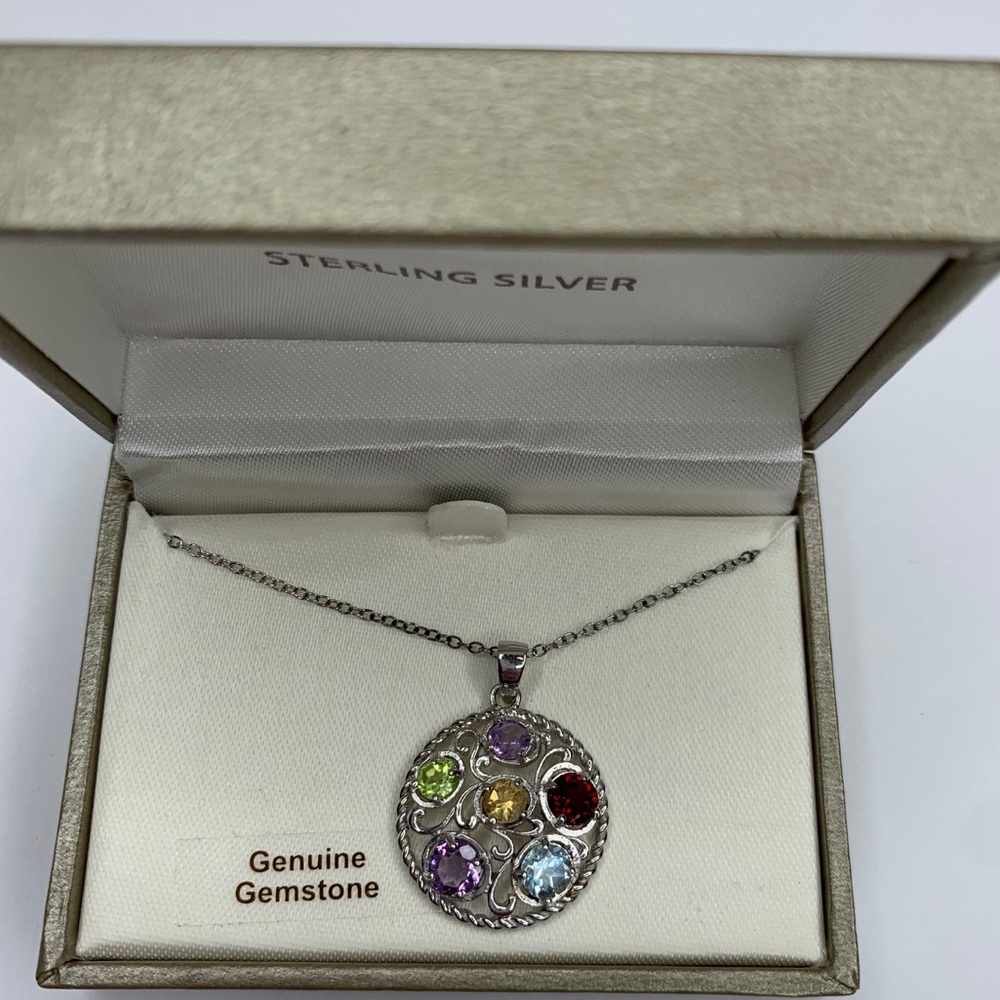 Sterling silver gemstone necklace